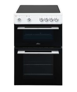 Freestanding Electric Cooker 68L Twin Cavity Ceramic Cooktop 4 Zones White