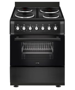 Electric Cooker 62L Oven 4 Hotplates Freestanding 60cm Matte Black