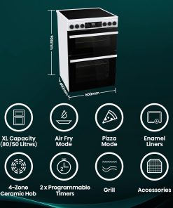 Alternative view of Freestanding Electric Cooker 130L 60cm White