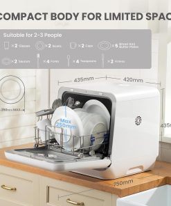 Alternative view of Table Top Dishwasher 6 Programs 5L Tank 72H Storage White