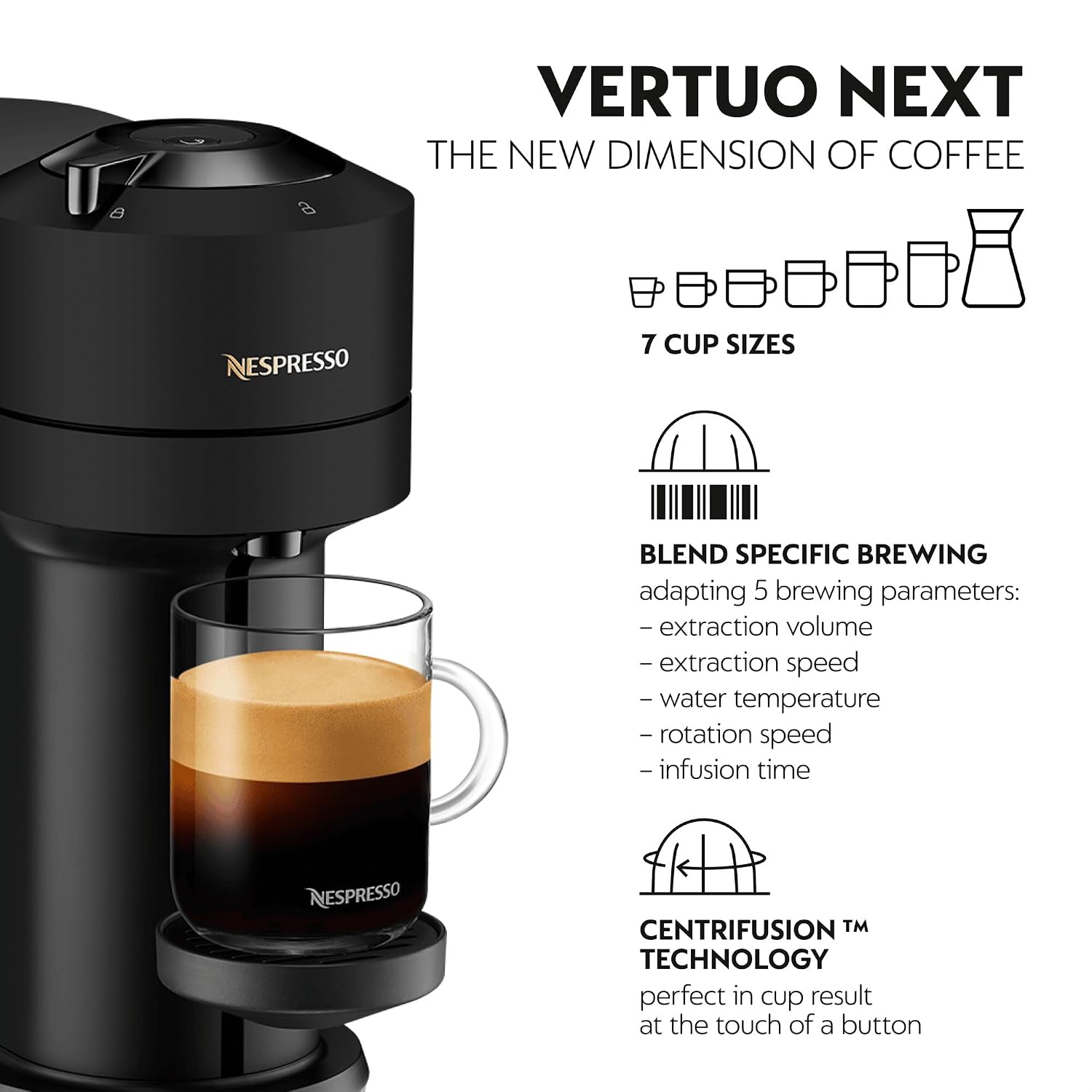 Automatic Pod Coffee Machine With One Touch Brewing 1.1L Matte Black - Image 4