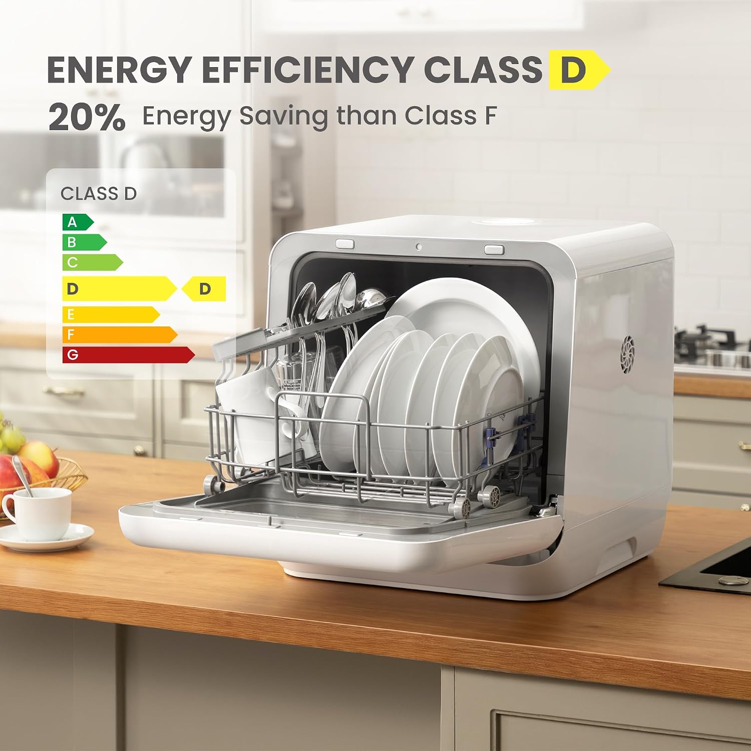 Table Top Dishwasher 6 Programs 5L Tank 72H Storage White - Image 9