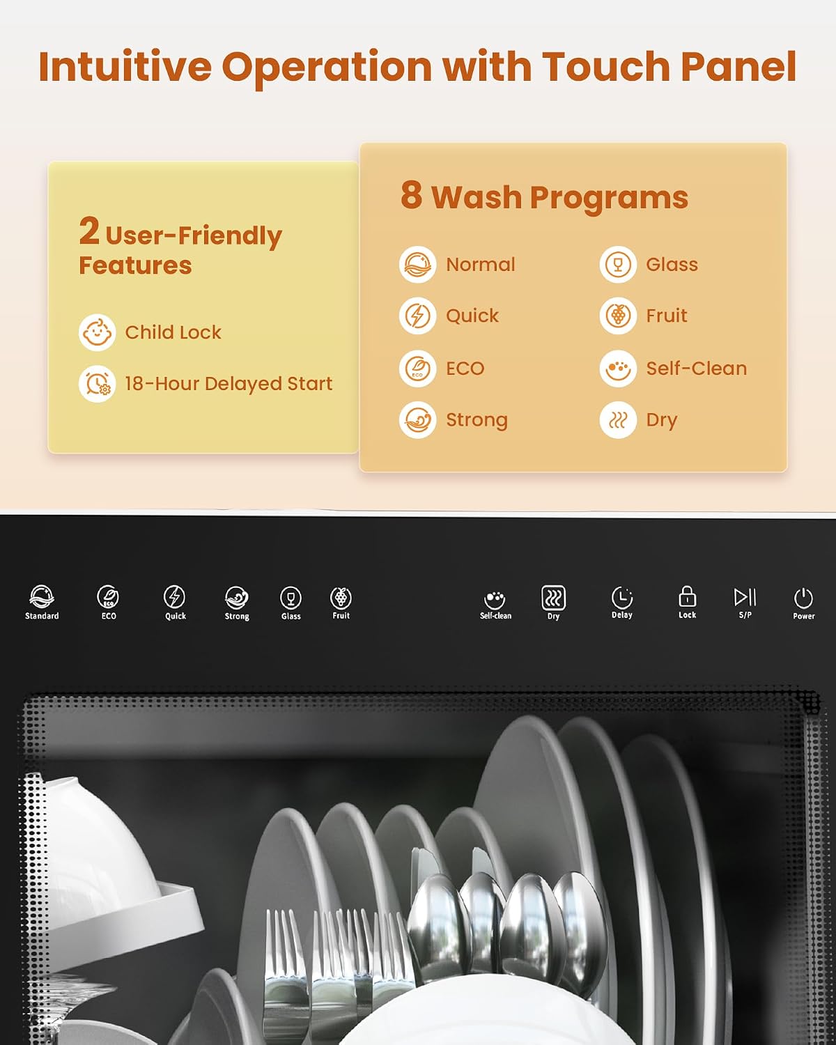 Countertop Dishwasher 5L 8 Programs With Water Softener Black - Image 4