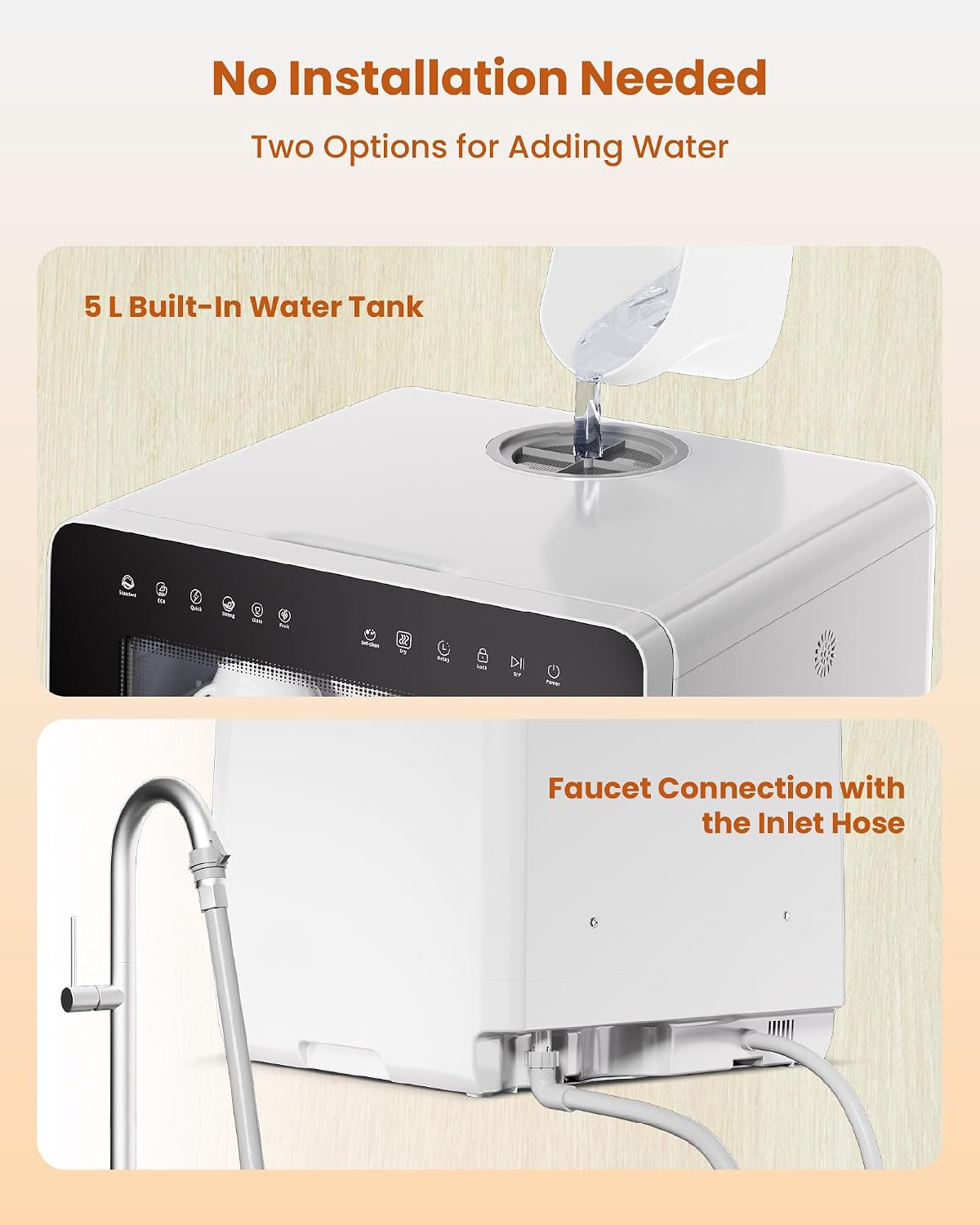 Countertop Dishwasher 5L 8 Programs With Water Softener Black - Image 5