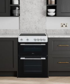 Alternative view of Freestanding Electric Cooker 68L Twin Cavity Ceramic Cooktop 4 Zones White