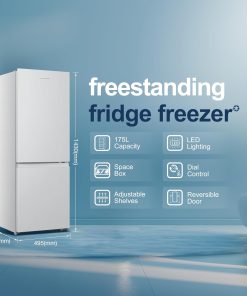 Alternative view of Freestanding Fridge Freezer 175L 60/40 Split E Rated White Reversible Door