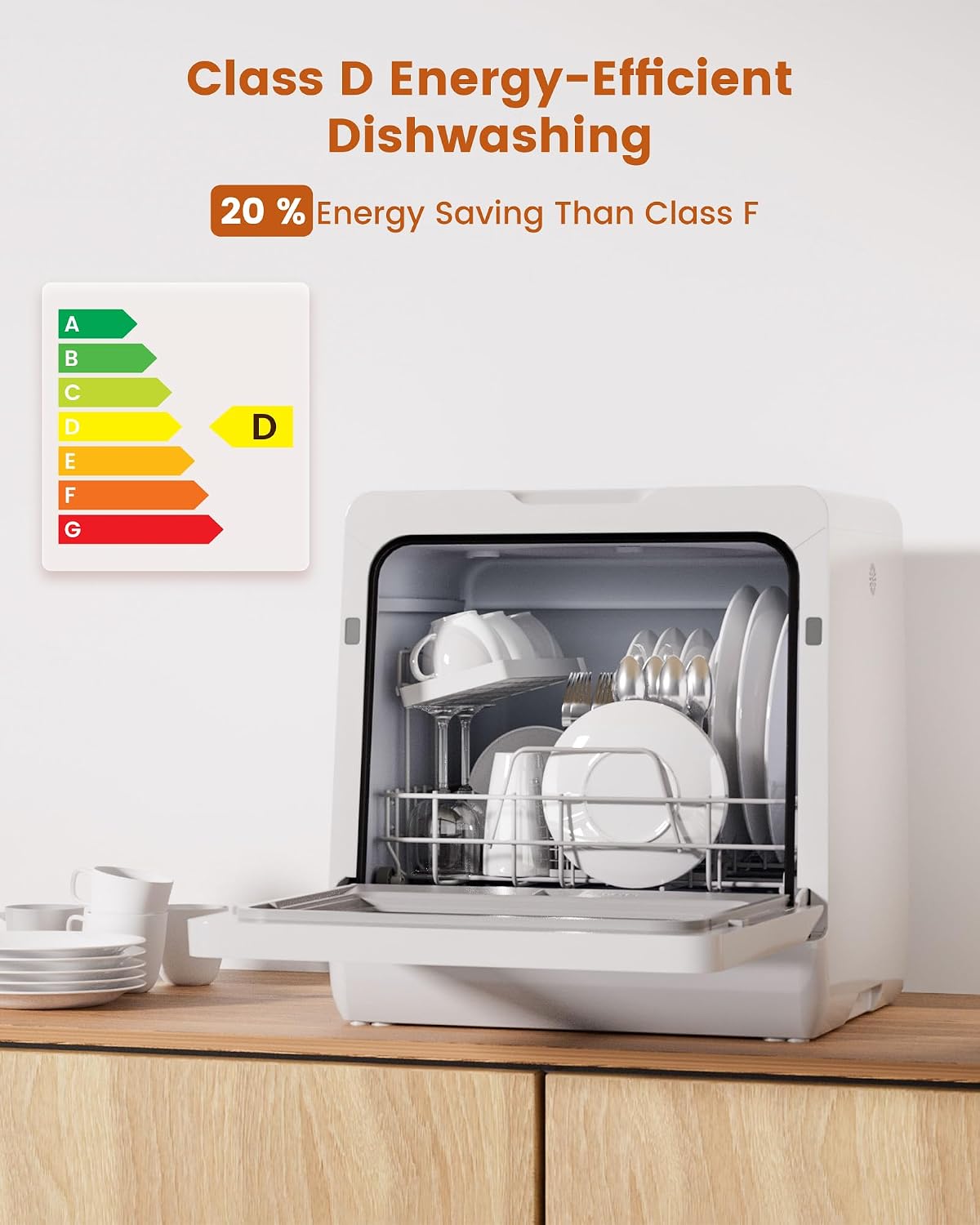 Countertop Dishwasher 5L 8 Programs With Water Softener Black - Image 2