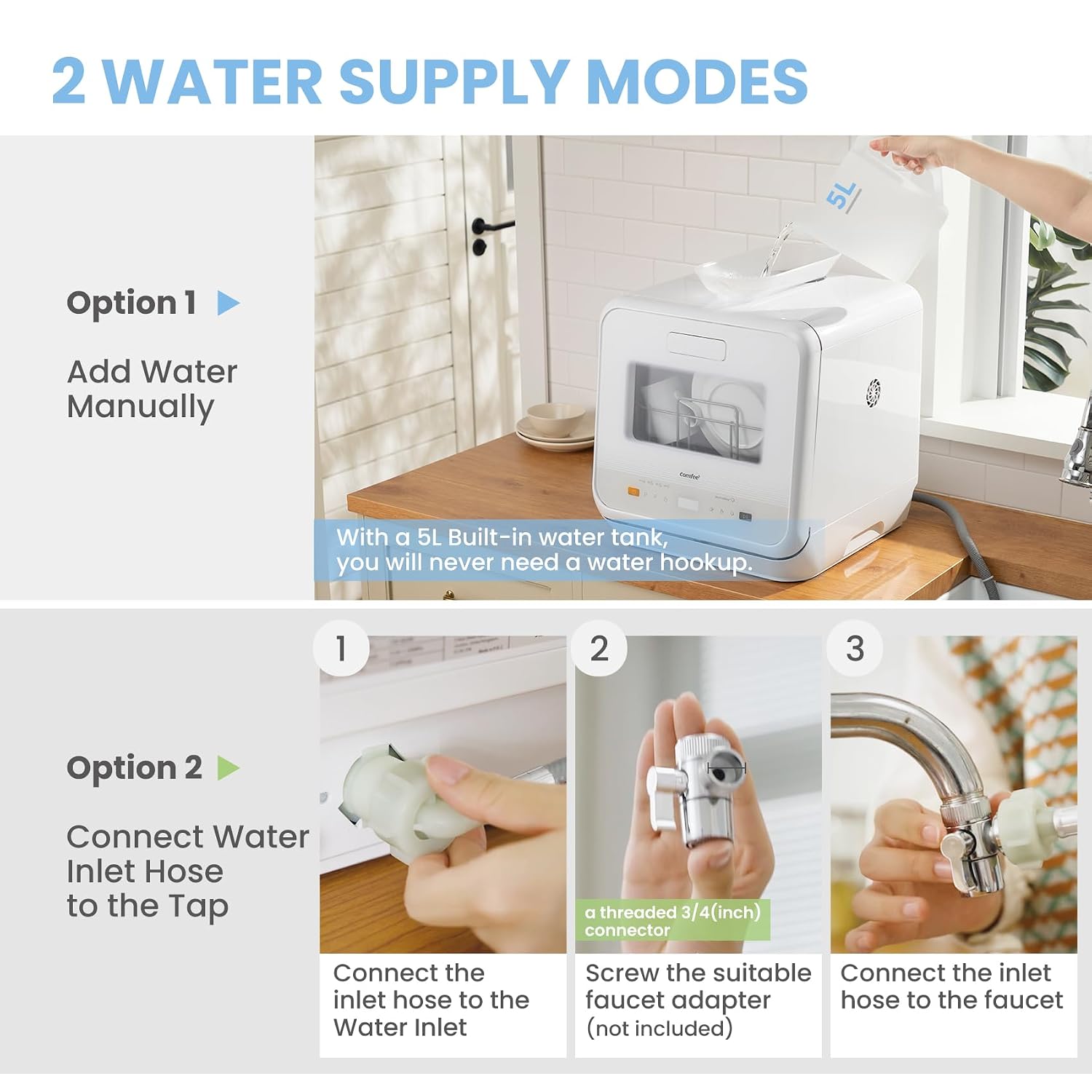 Table Top Dishwasher 6 Programs 5L Tank 72H Storage White - Image 10