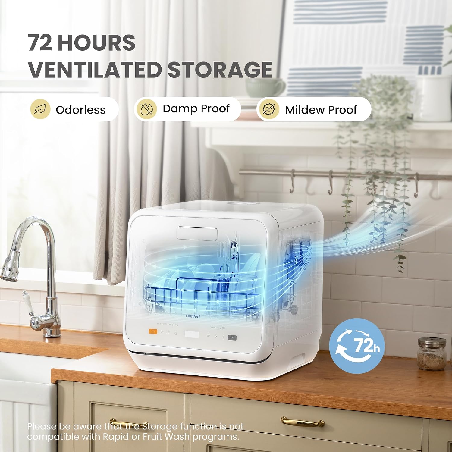 Table Top Dishwasher 6 Programs 5L Tank 72H Storage White - Image 7