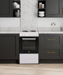 Alternative view of Freestanding Electric Cooker 62L 4 Solid Plate Cooktops White